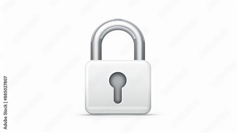 A basic lock icon symbolizing security, set against a solid white background. A basic lock icon symbolizing security, set against a solid white background.