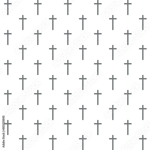 cross - Christian crosses on white background pattern, black and white seamless repeatable texture