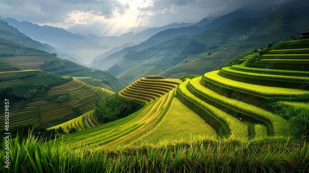 Mu Cang Chai, landscape terraced rice field near Sapa, northern Vietnam Mu Cang Chai, landscape terraced rice field near Sapa, northern Vietnam