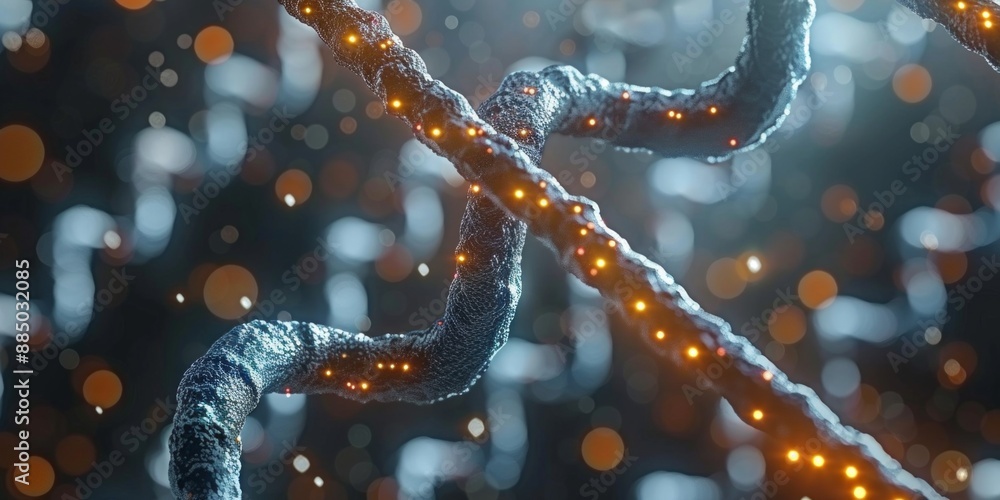 High-Resolution Macroscopic View of DNA Strands with Glowing Highlights and Intricate Cellular Backgrounds Abstract and Realistic Microscopic DNA and Cell Art High-Resolution Macroscopic View of DNA Strands with Glowing Highlights and Intricate Cellular Backgrounds Abstract and Realistic Microscopic DNA and Cell Art