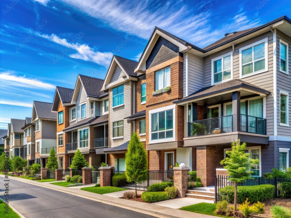 modern contemporary style of generic buildings or residential neighborhood for housing market and real estate modern contemporary style of generic buildings or residential neighborhood for housing market and real estate