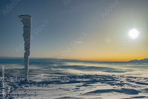 Fototapeta Naklejka Na Ścianę i Meble -  sunrise over the Tatra Mountains and snowy mountain peaks