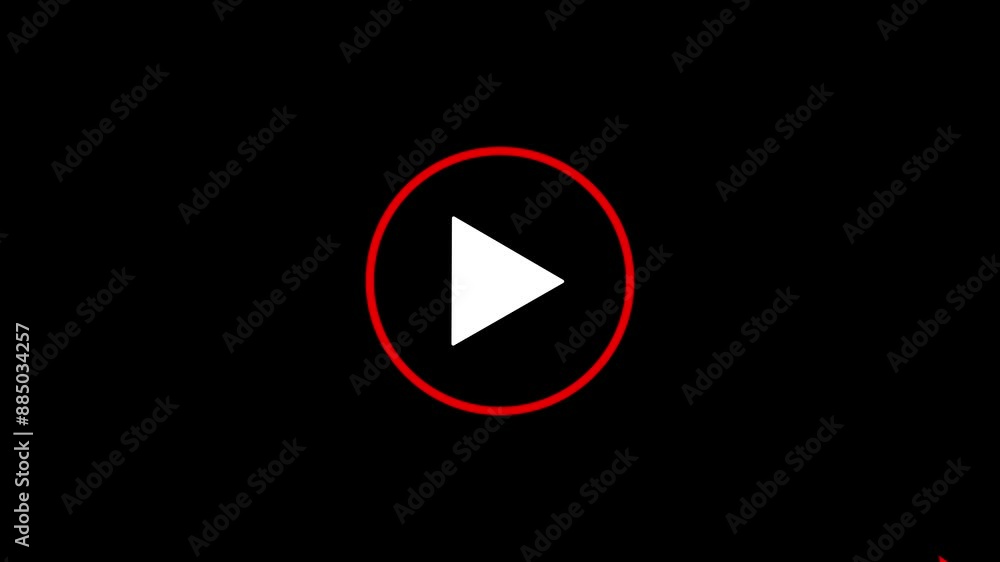 Video off to on animation on black background. Video player button icon. Video off to on animation on black background. Video player button icon.
