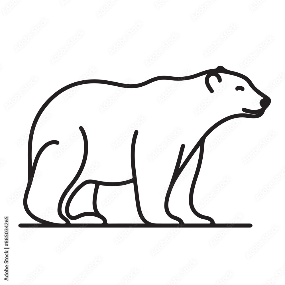 a black silhouette singal line polar bear with white background a black silhouette singal line polar bear with white background