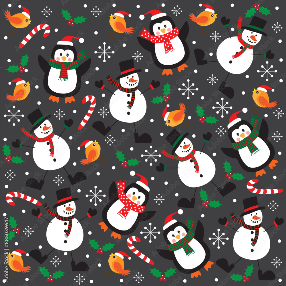christmas pattern with cute snowman christmas pattern with cute snowman