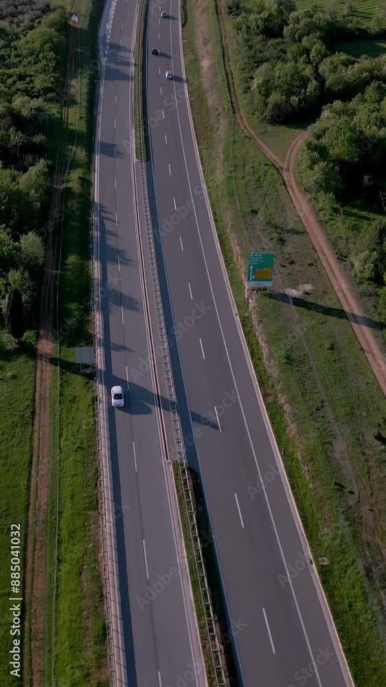 Vertical Screen: Panoramic Aerial View of a Highway in Croatia, Europe. Concept of Travel, Road Infrastructure, Transportation Vertical Screen: Panoramic Aerial View of a Highway in Croatia, Europe. Concept of Travel, Road Infrastructure, Transportation