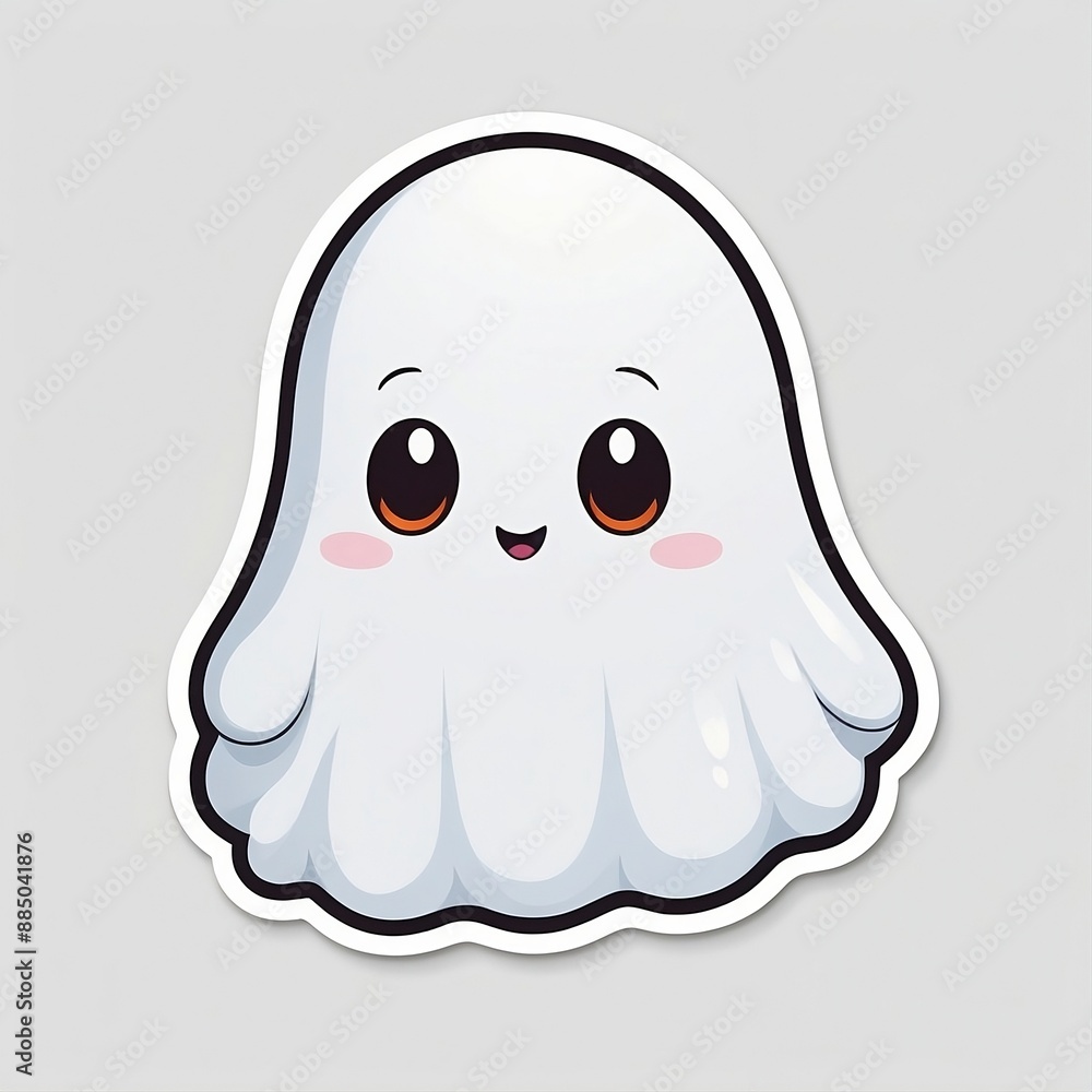 Printable sticker about minimal cute cartoon friendly ghost Printable sticker about minimal cute cartoon friendly ghost