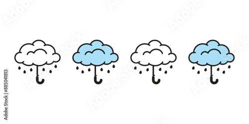 umbrella vector rain cloud rain logo icon cartoon character illustration symbol clip art isolated