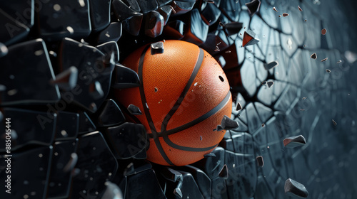  The basketball is depicted in its classic orange color, with visible textures and seams that emphasize its spherical shape.