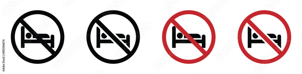 No sleeping vector icon designs set No sleeping vector icon designs set
