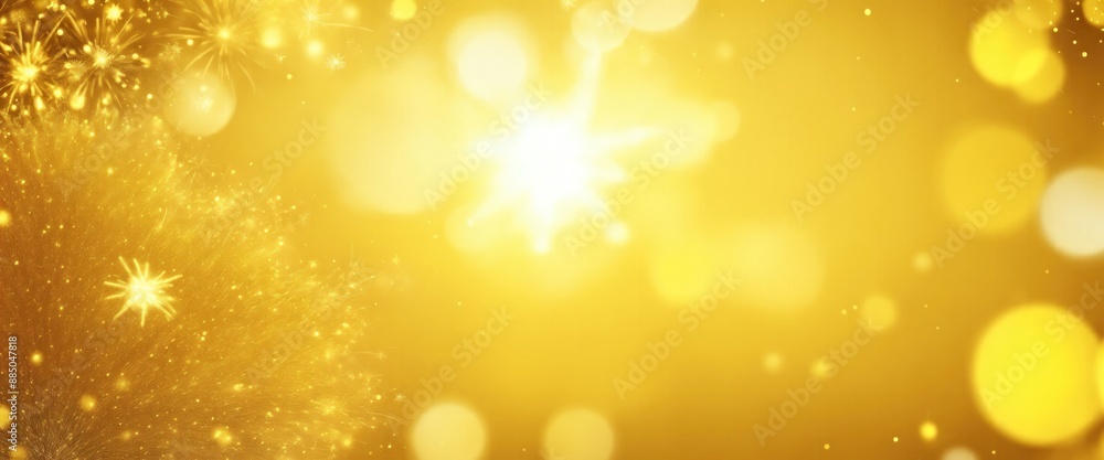 Abstract background Yellow and gold fireworks and Bokeh Abstract background Yellow and gold fireworks and Bokeh