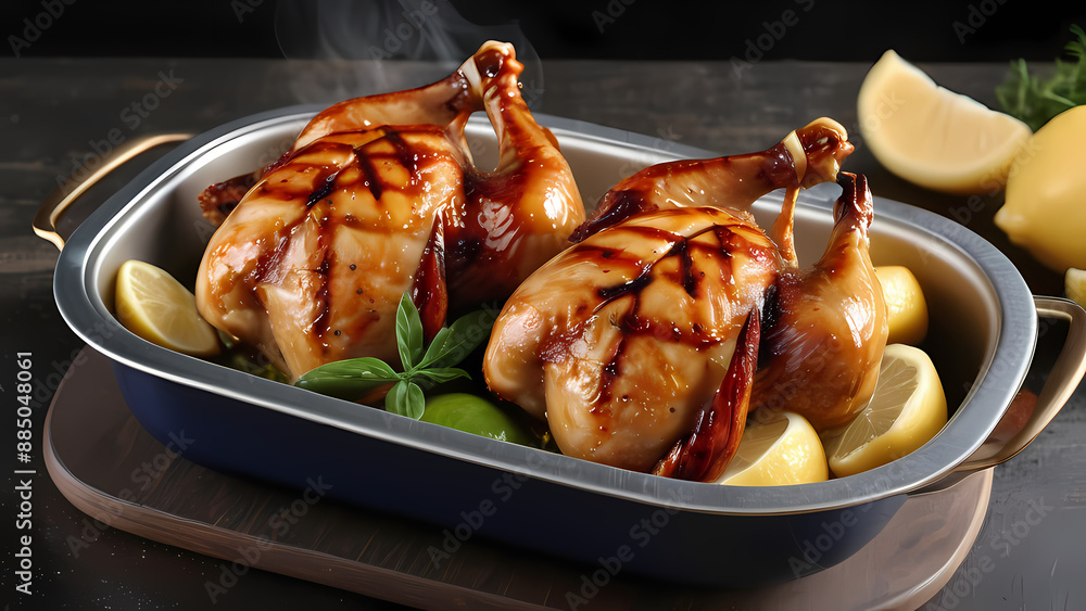 Fototapeta premium Delicious Grilled Chicken Food Menu