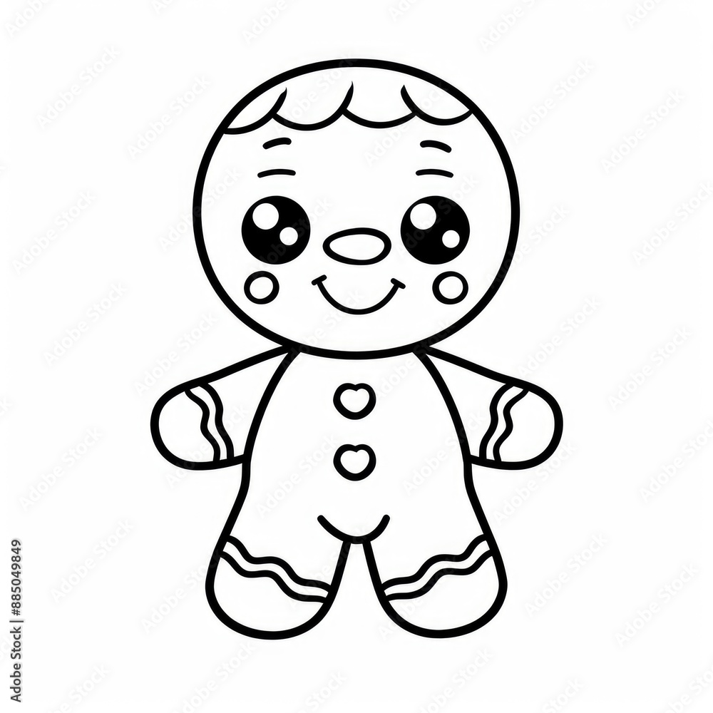 Obraz premium A gingerbread man line art coloring page, capturing holiday cheer
