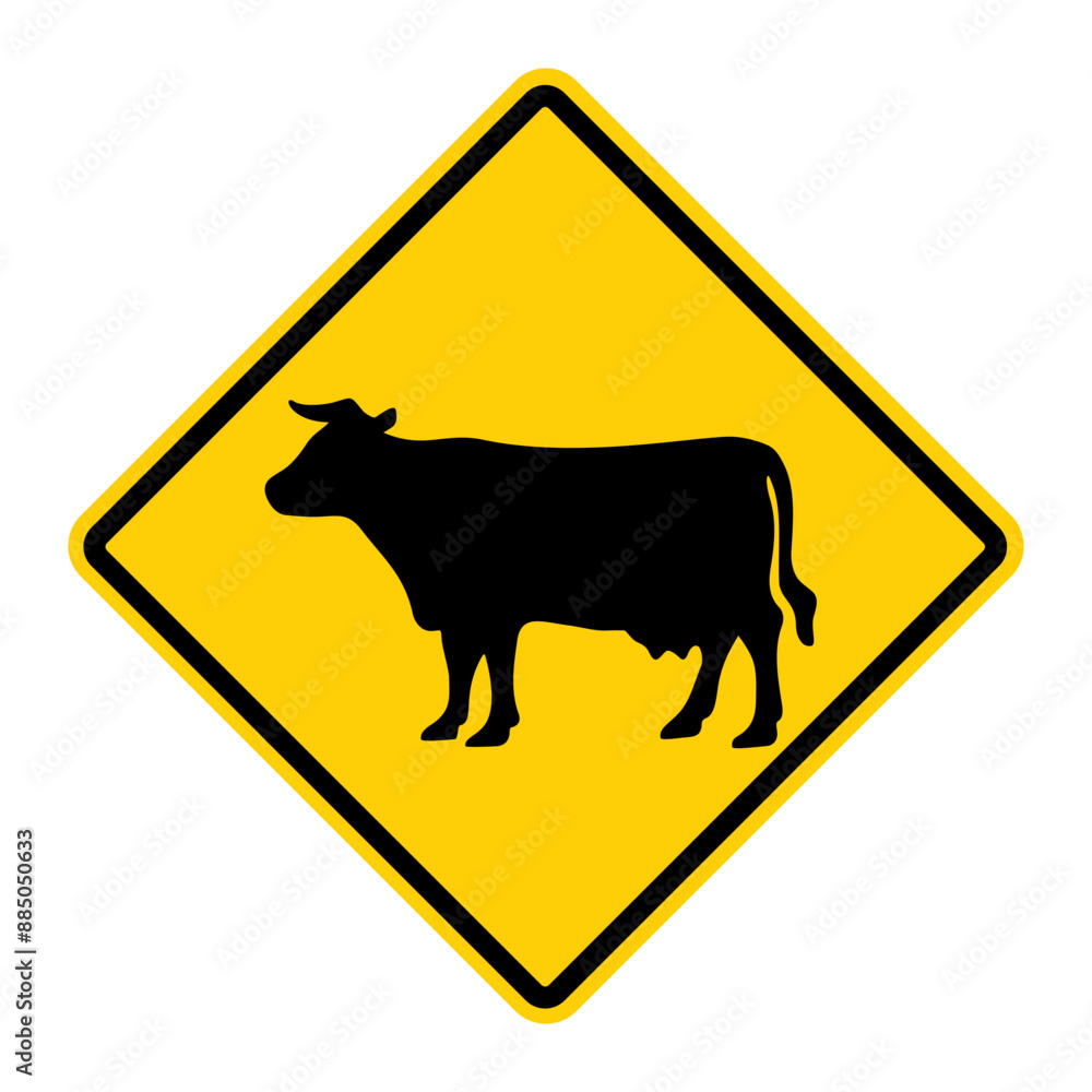 Cattle Crossing warning road sign. Vector Cattle Crossing warning road sign. Vector