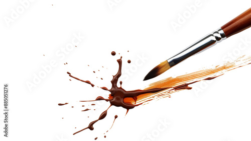 Paint brush, leaving a trail of brown paint