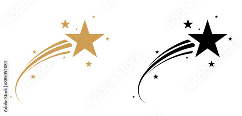 Falling star icon. Gold shooting star