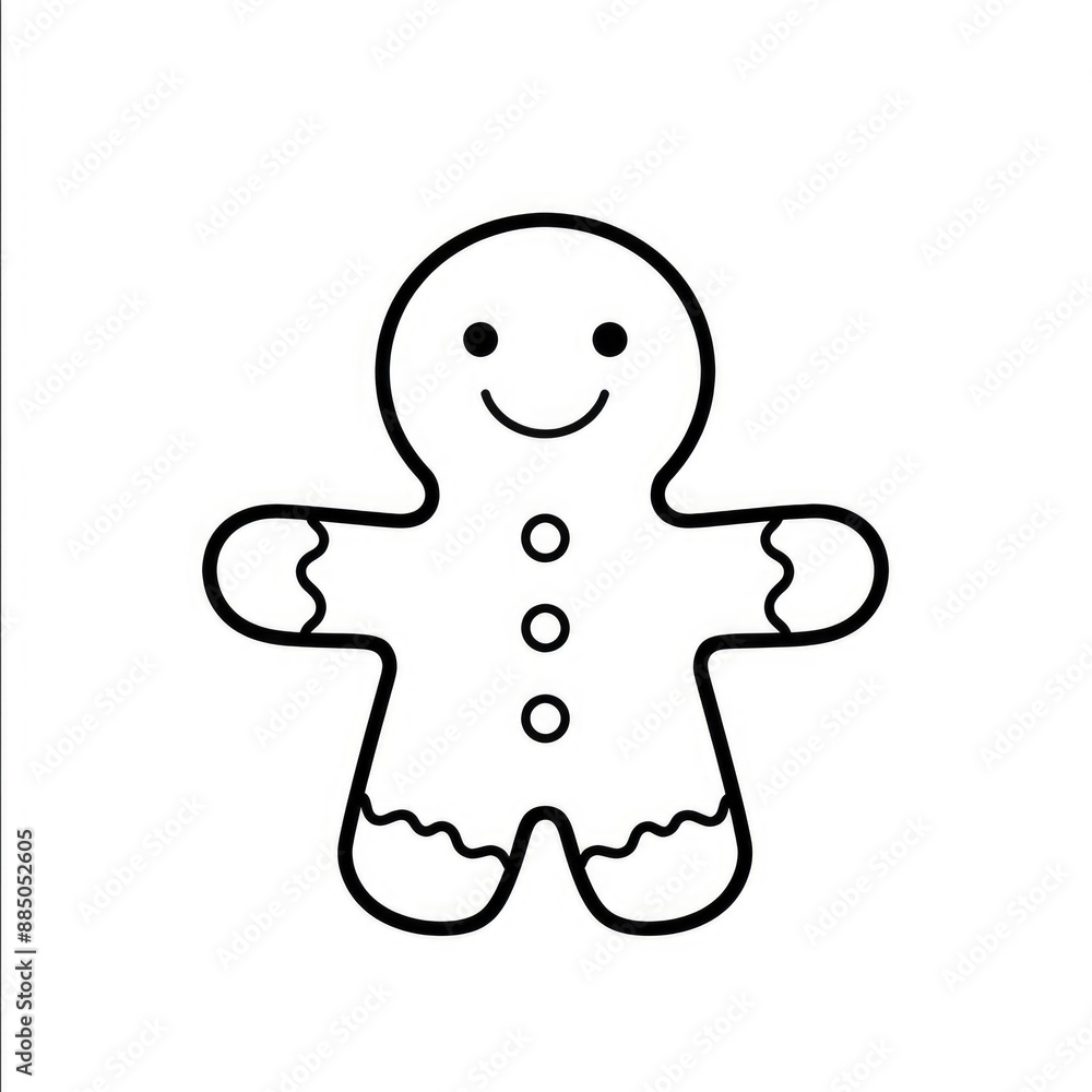 An isolated doodle of a gingerbread man in black and white outline, a cute vector illustration icon An isolated doodle of a gingerbread man in black and white outline, a cute vector illustration icon