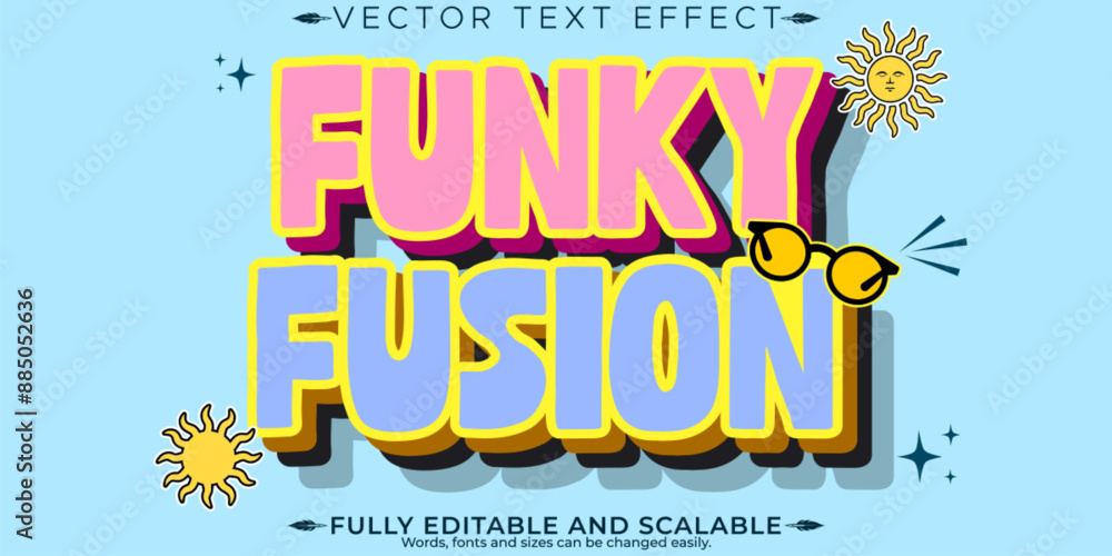 Obraz premium Retro vintage music party text effect, editable 70s and 80s text style