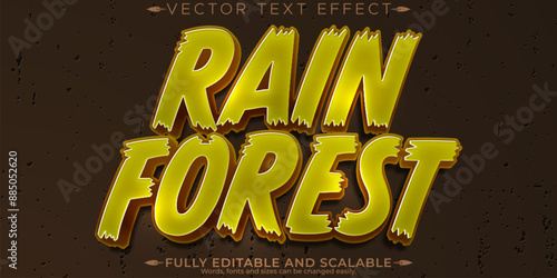 Rainforest jungle text effect, editable cartoon and forest text style
