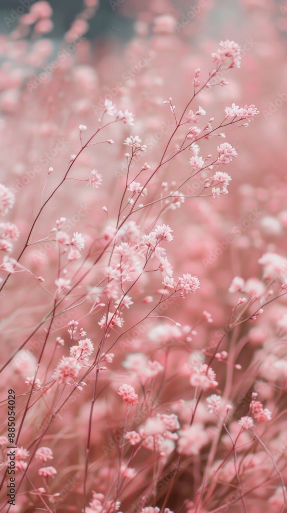 Naklejka premium Pink meadow wallpaper outdoors blossom flower.