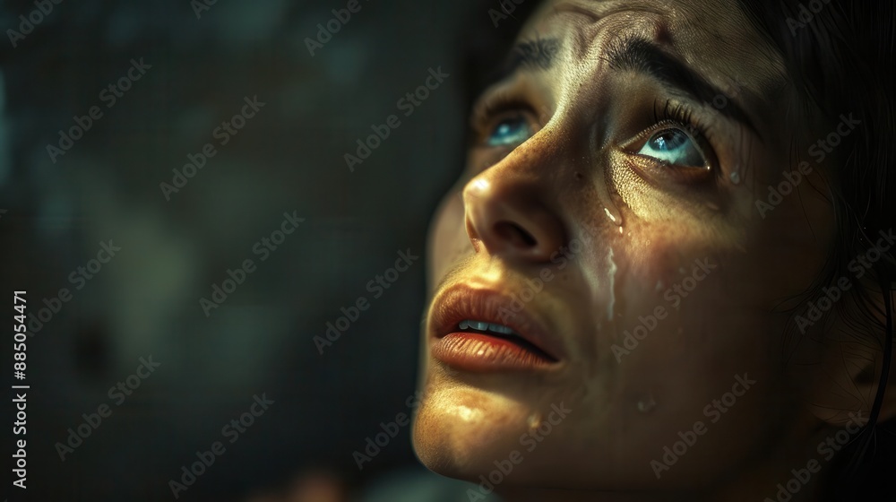 emotional portrait of woman with tearfilled eyes gazing upward capturing raw vulnerability and hope soft lighting enhances the intimacy and depth of the moment emotional portrait of woman with tearfilled eyes gazing upward capturing raw vulnerability and hope soft lighting enhances the intimacy and depth of the moment