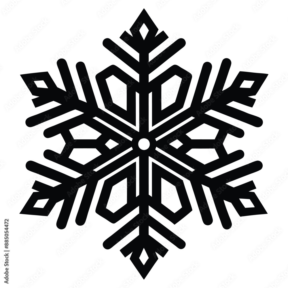 Christmas Winter Snowflake Silhouette Vector on White Background Christmas Winter Snowflake Silhouette Vector on White Background