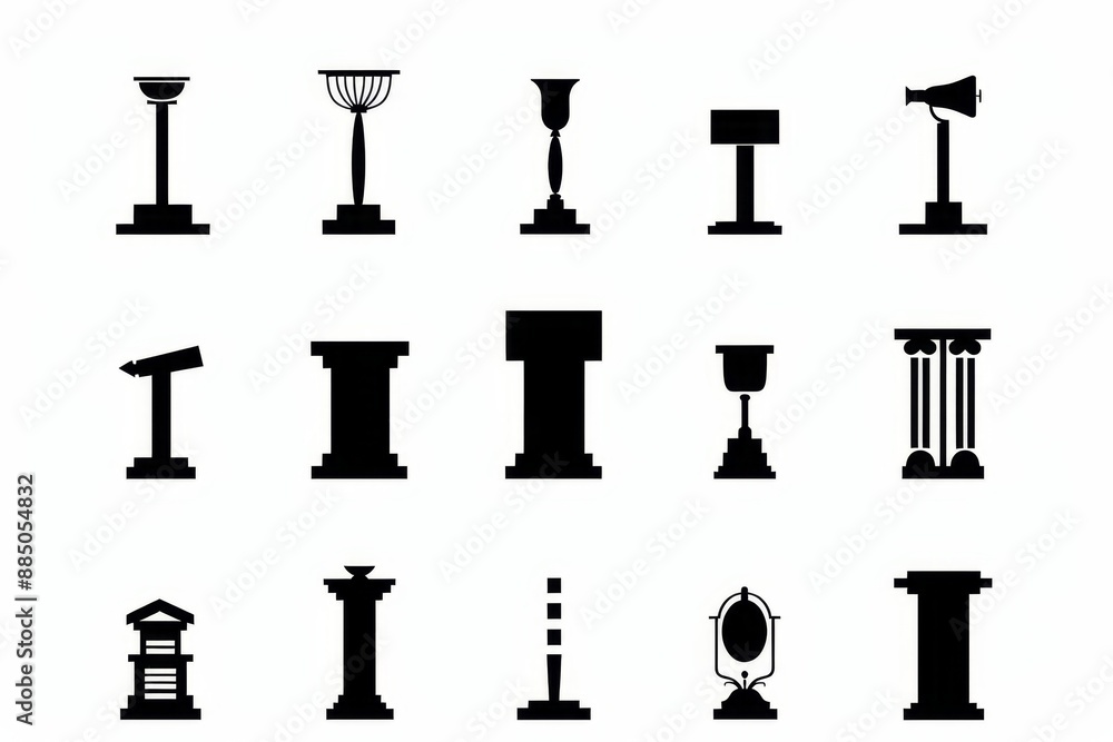 Speech stand icon, podium and microphone in conference room, speaker tribune, lecture stand Speech stand icon, podium and microphone in conference room, speaker tribune, lecture stand