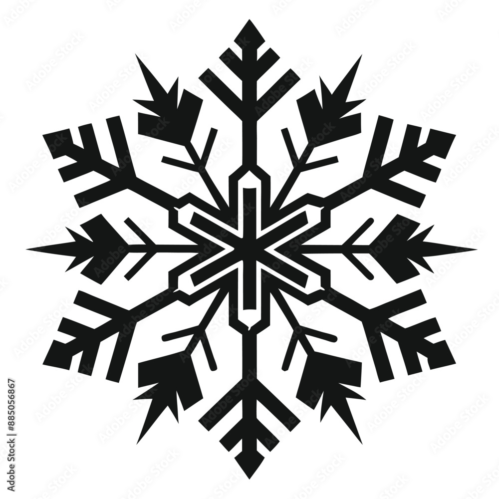 Christmas Winter Snowflake Silhouette Vector on White Background Christmas Winter Snowflake Silhouette Vector on White Background