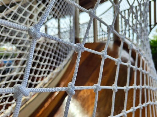 a close-up of a white net