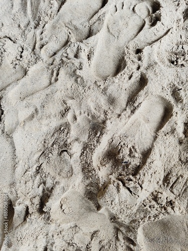 a close-up of a sandy surface with multiple footprints