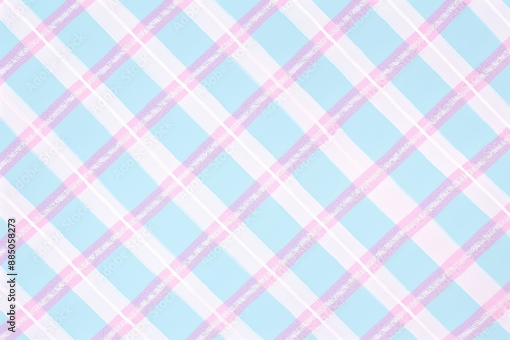 Fototapeta premium Pink and white pattern plaid tablecloth.