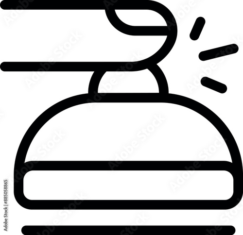 Line icon of a finger ringing a counter bell