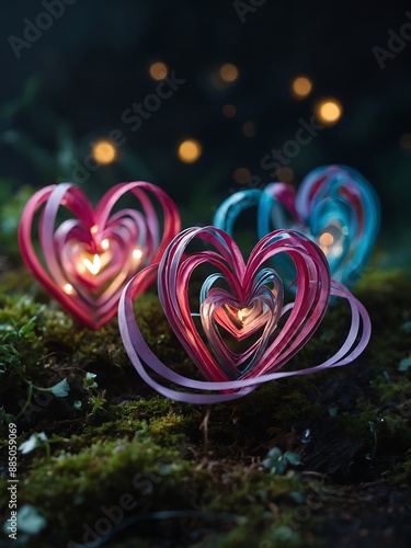 Magical ribbon hearts creating enchantmen photo