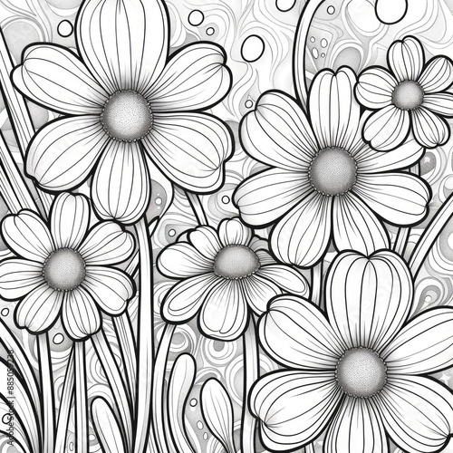 Wallpaper Mural Swirly floral line art doodles, promoting relaxation and creativity Torontodigital.ca