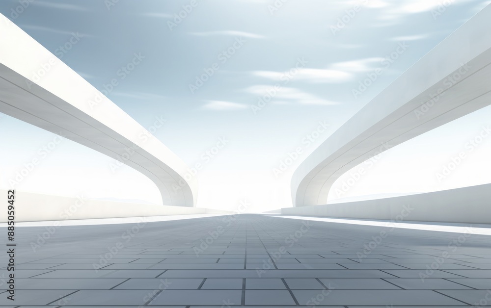Empty concrete floor with sky and sun background. Empty concrete floor with sky and sun background.