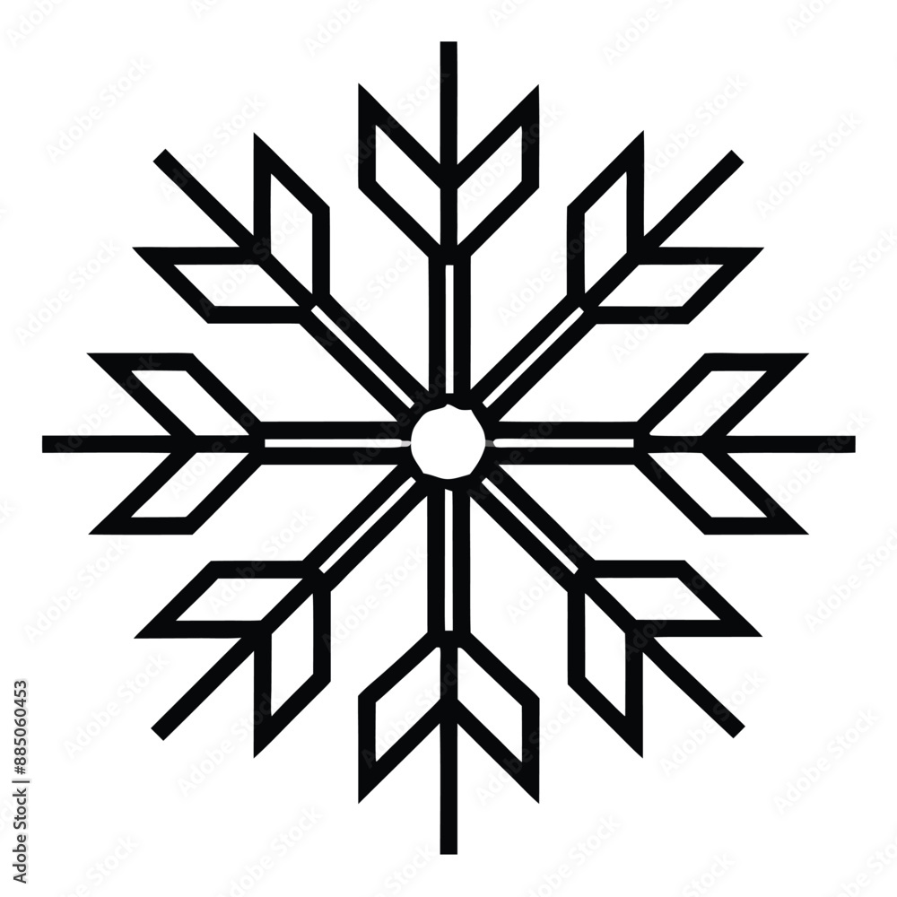 Christmas Winter Snowflake Silhouette Vector on White Background Christmas Winter Snowflake Silhouette Vector on White Background