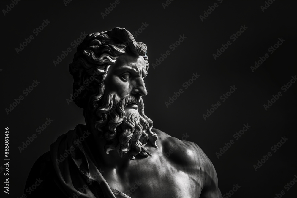 Illustration of a Renaissance marble statue of Zeus, king of the gods ...