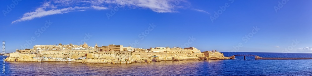 Panoramic picture of the entrance to the harbor of the Maltese capital Valetta Panoramic picture of the entrance to the harbor of the Maltese capital Valetta