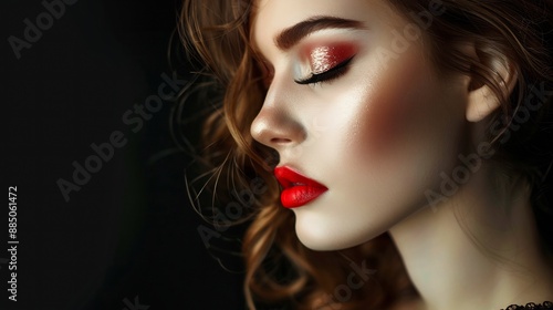 Wallpaper Mural Beautiful sexy girl with bright makeup, red lips, Beautiful face. Torontodigital.ca