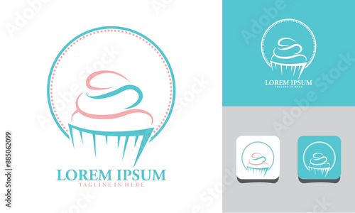 unique cake logo icon set