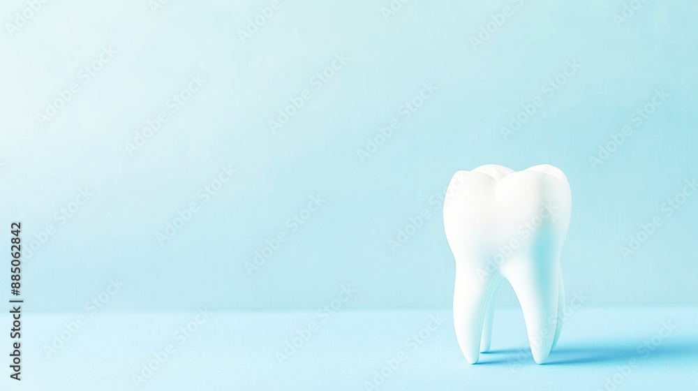 Close-up of a white tooth on a blue background with free place for text. Dental medical background. Close-up of a white tooth on a blue background with free place for text. Dental medical background.