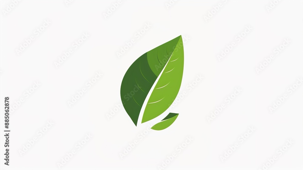 A simple, elegant leaf icon logo for an eco-friendly brand, set against a solid white background. A simple, elegant leaf icon logo for an eco-friendly brand, set against a solid white background.