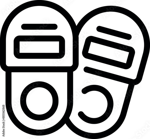 Line icon of a pair of slippers, ideal for representing comfort and hygiene in hotels and spas