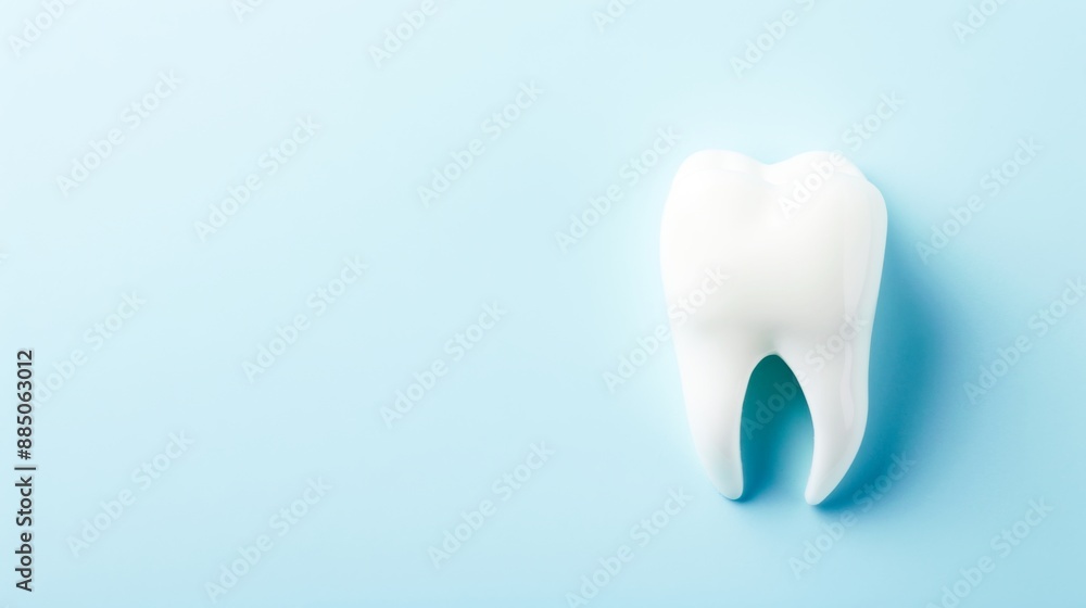 Close-up of a white tooth on a blue background with free place for text. Dental medical background. Close-up of a white tooth on a blue background with free place for text. Dental medical background.