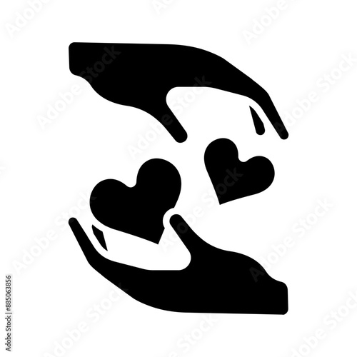 Hands sharing hearts line icon. Charity, love, care, donation, support, kindness, giving, hands, hearts, compassion, community, help, humanity, sharing, symbol, empathy, peace, wellness.