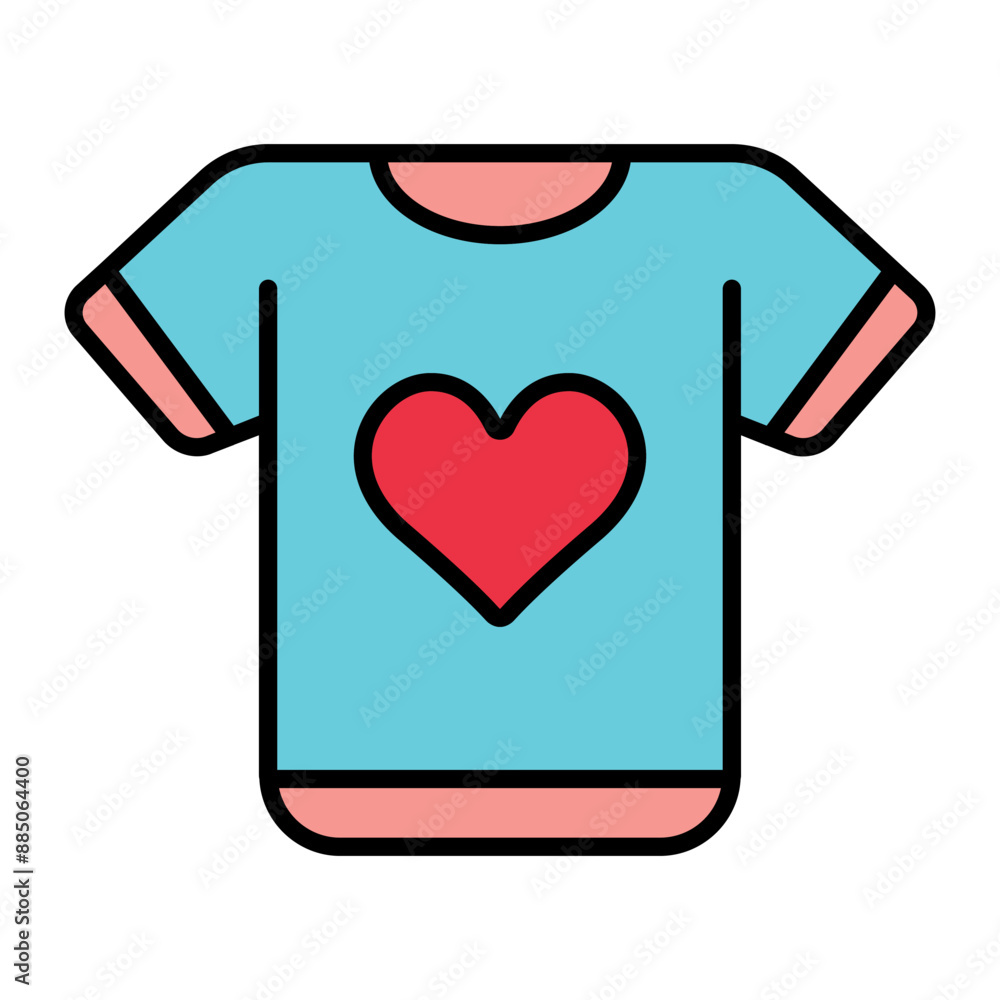 T-shirt with heart line icon. Love, fashion, clothing, heart, apparel, shirt, style, design, care, symbol, affection, support, compassion, icon, wear, casual, trendy, kindness. T-shirt with heart line icon. Love, fashion, clothing, heart, apparel, shirt, style, design, care, symbol, affection, support, compassion, icon, wear, casual, trendy, kindness.