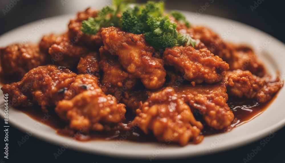 Chicken fried in spicy sauce in korean style Chicken fried in spicy sauce in korean style