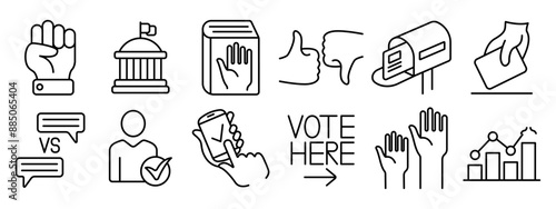 Voting set icon. Election, voting, ballot, mobile voting, debate, candidate, poll, voter registration, election analysis, government, campaign, approval, rejection, mail voting, democracy, politics