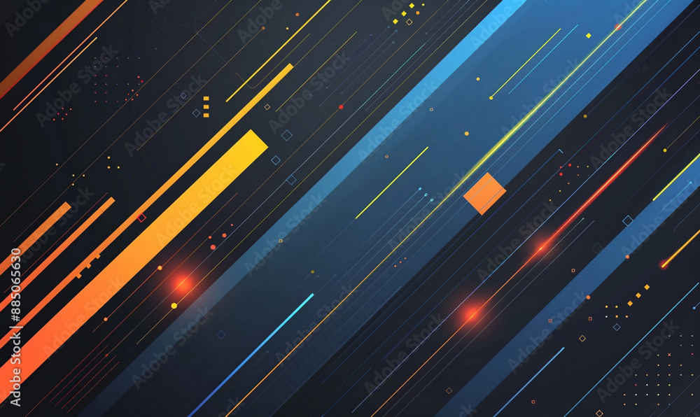 Dark background with lines of light and shadow, blue orange yellow green gradient color Dark background with lines of light and shadow, blue orange yellow green gradient color