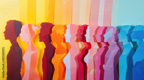 A colorful collage of paper cutouts of people. Paper people background